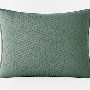 NEW The Company Store Quilted Voile Sham Standard SET OF TWO JADE GREEN